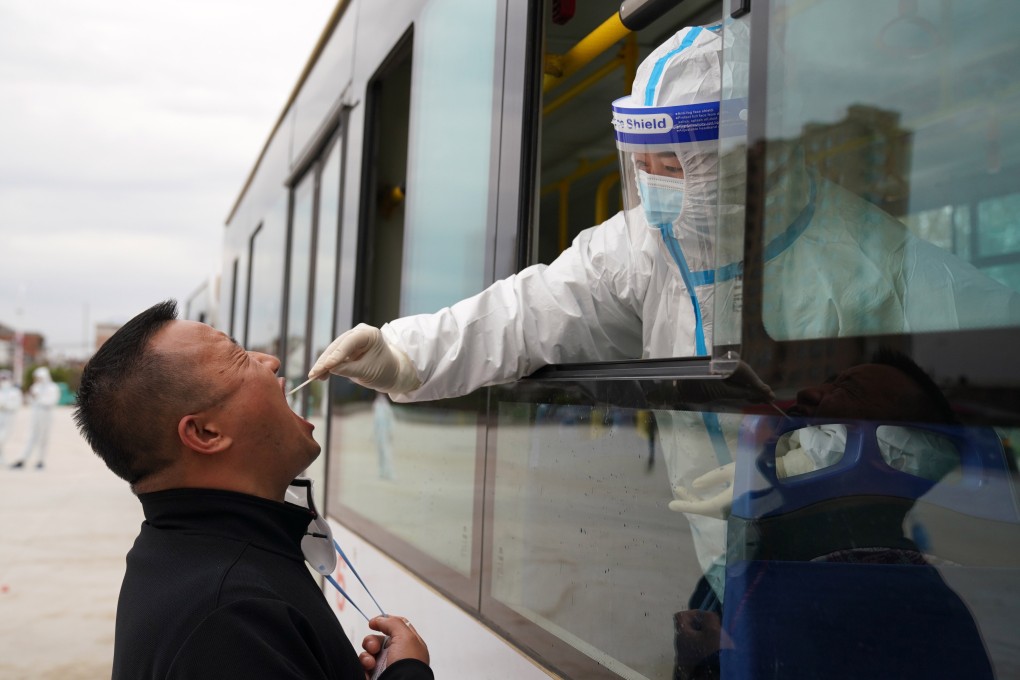 A resident gets tested at a makeshift centre in Bayan county, Harbin, where a fifth round of mass screening has begun. Photo: Xinhua