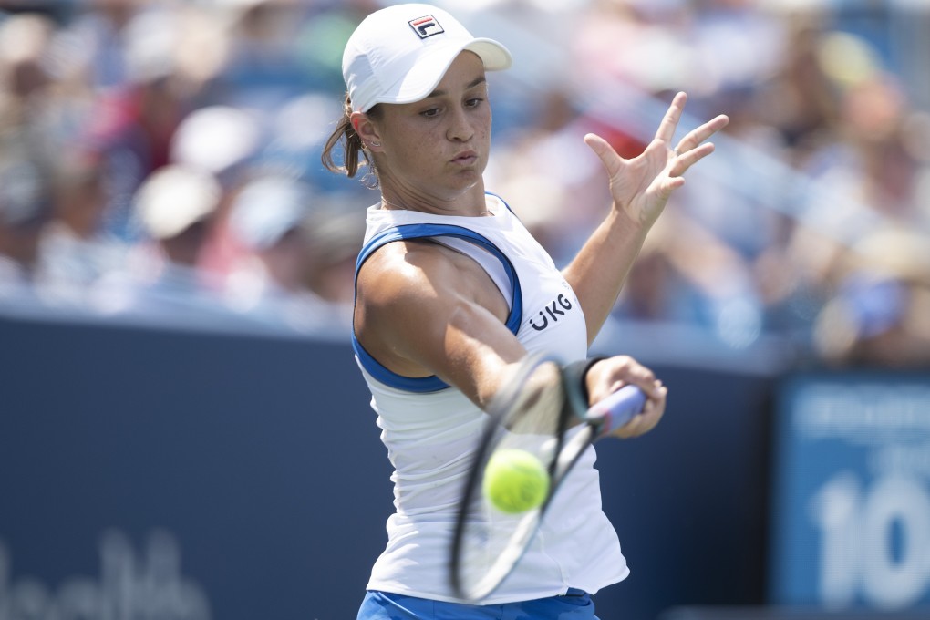 World No 1 Ashleigh Barty of Australia returns a shot during her match against Jil Teichmann of Switzerland during the 2021 Western and Southern Open final. Photo: Susan Mullane-USA Today Sports