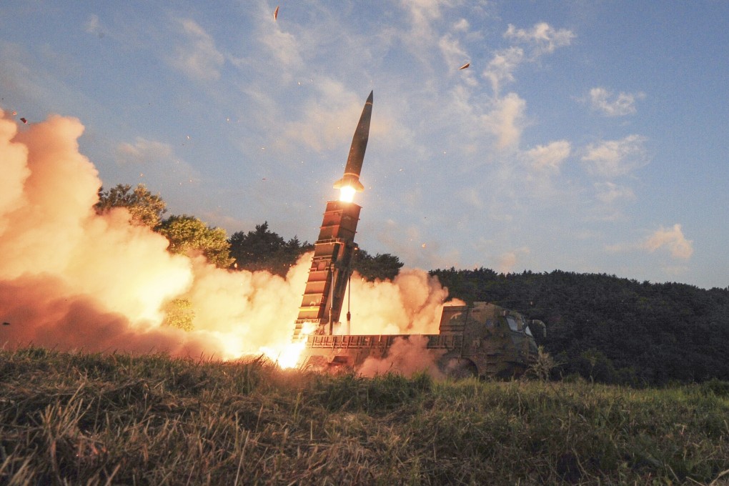 South Korea’s Hyunmoo II ballistic missile is fired during an exercise on September 4, 2017. File photo: South Korea Defence Ministry via AP