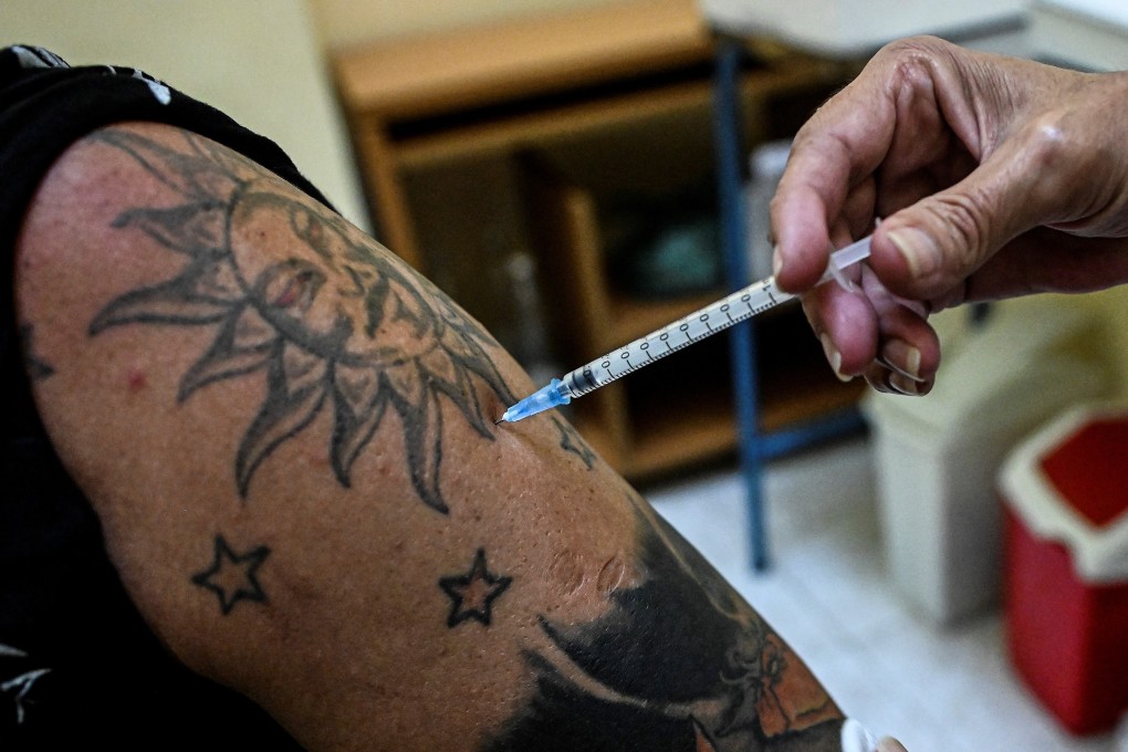 A health worker is inoculated with the Cuban Covid-19 vaccine Abdala in Havana. Photo: AFP