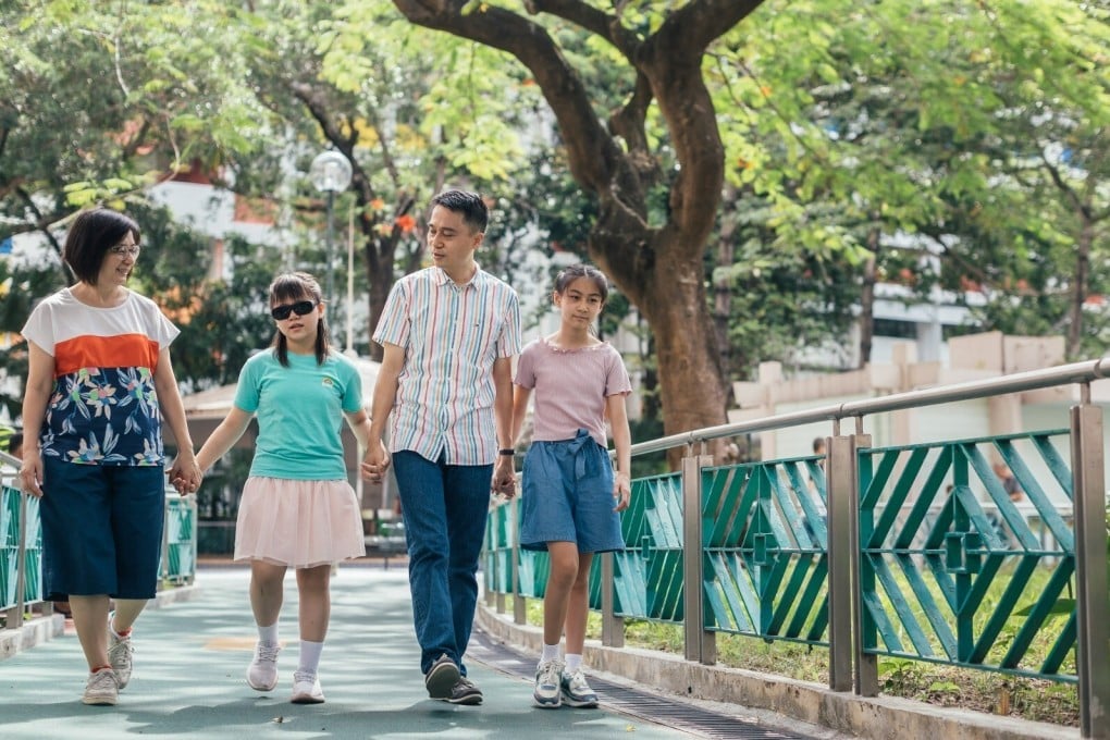 Anna Chu (second from left), pictured with her family, was diagnosed with a rare eye condition. Photo: Handout
