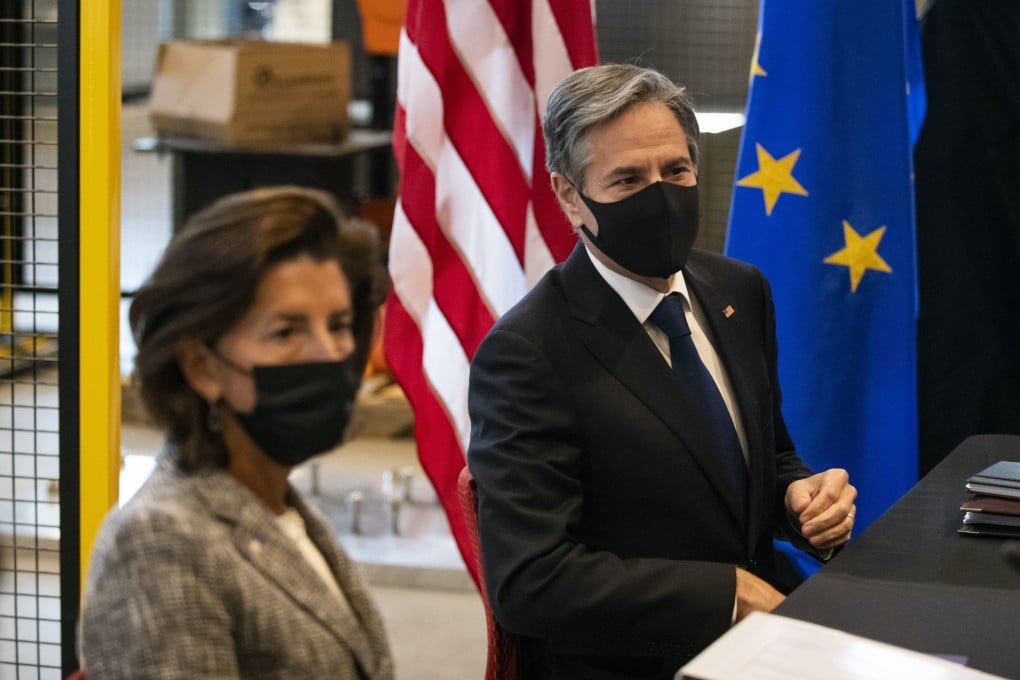 US Commerce Secretary Gina Raimondo and Secretary of State Antony Blinken attend the inaugural Trade and Technology Council meeting in Pittsburgh, Pennsylvania, on Wednesday. Photo: Bloomberg