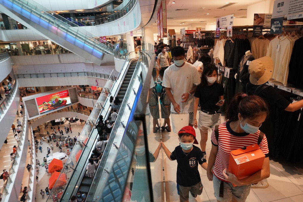 Shoppers flocked to local malls as the government disbursed its second batch of e-vouchers on Friday. Photo: Felix Wong