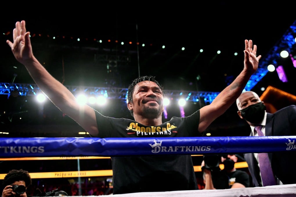 Manny Pacquiao waves at the crowd after losing against Yordenis Ugas. Photo: AFP