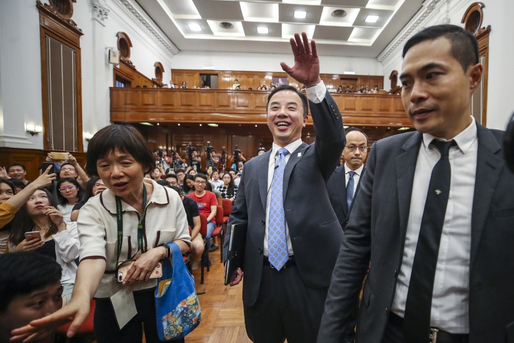 University of Hong Kong president Zhang Xiang (centre) has been approved for a second five-year term. Photo: Winson Wong
