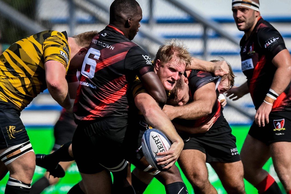 Tigers forward Jamie Chipman digs in against Valley in the HKRU Men’s Premiership round three clash in King's Park. Photo: Phoebe Leung