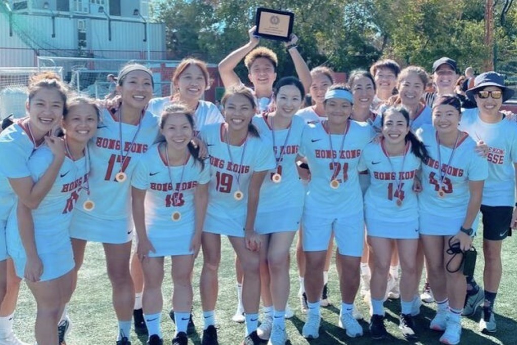 The Hong Kong women’s lacrosse team with their third-place trophy at the Dalmatia Cup in Croatia. Photo: Hong Kong Lacrosse Association