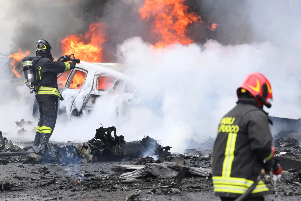 The aftermath of the plane crash. Photo: EPA