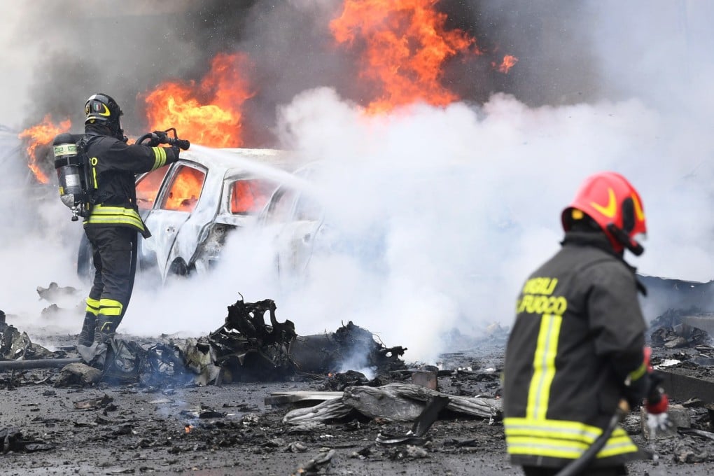 The aftermath of the plane crash. Photo: EPA