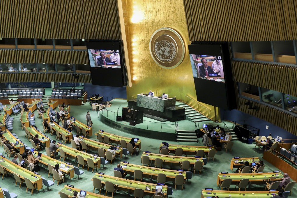 Zhang Jun, China’s permanent representative to the United Nations, addresses the UN General Assembly in New York on October 1. Photo: Xinhua