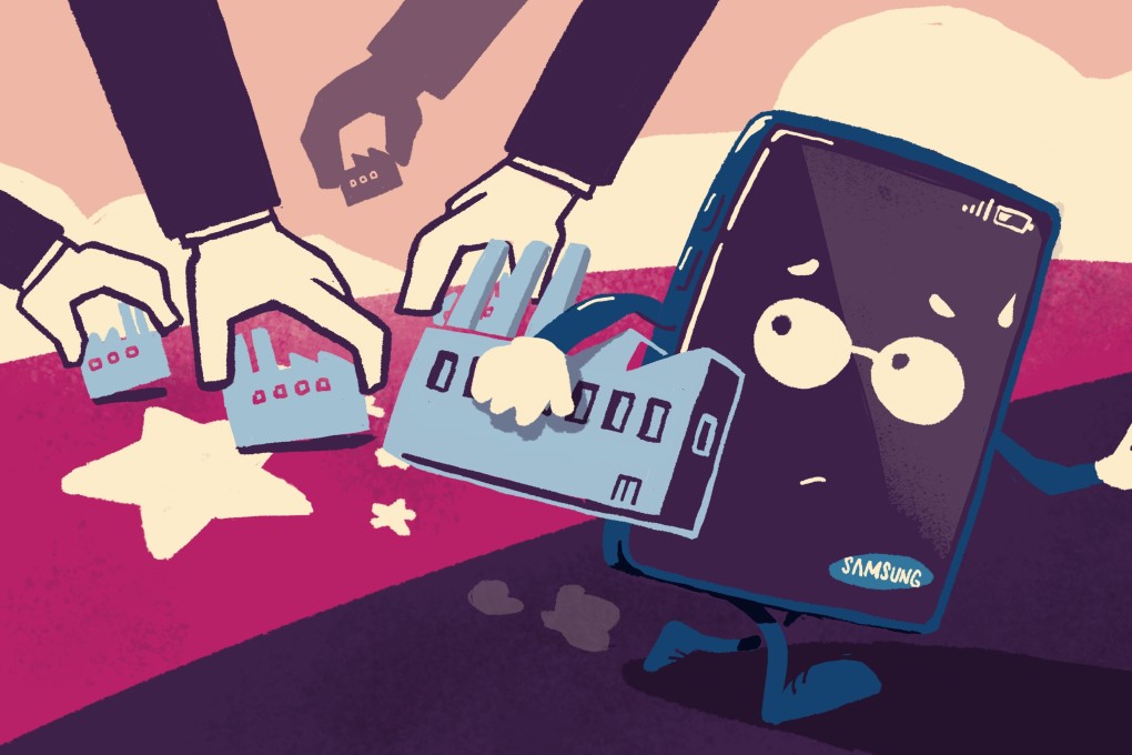 Samsung closed its smartphone factory in Guangdong province two years ago, but a Chinese manufacturer has taken its place, and dozens of other businesses have sprung up. Illustration: Perry Tse