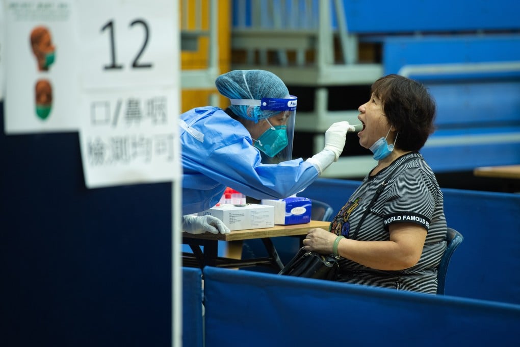 A Macau resident is tested for Covid-19. Photo: Xinhua