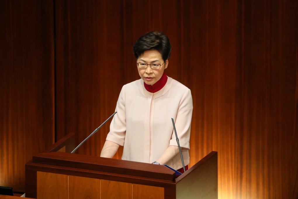 Chief Executive Carrie Lam delivers the last policy address of her current term. Photo: Sam Tsang