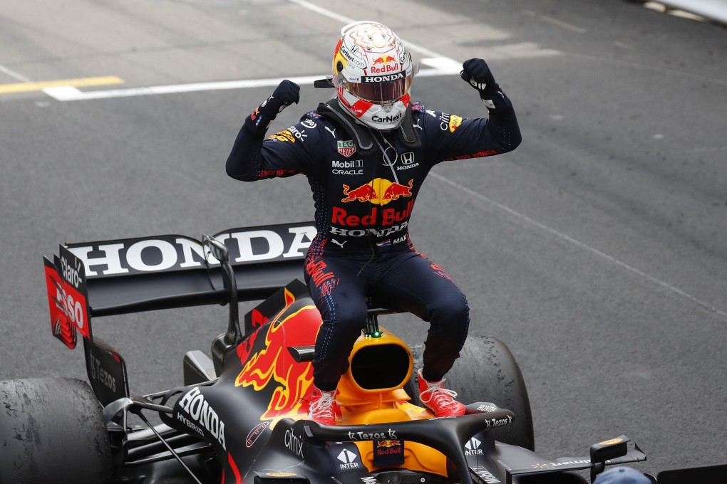 Red Bull's Dutch driver Max Verstappen celebrates after the Monaco Formula 1 Grand Prix at the Monaco street circuit in Monaco, on May 23, 2021. Photo: AFP