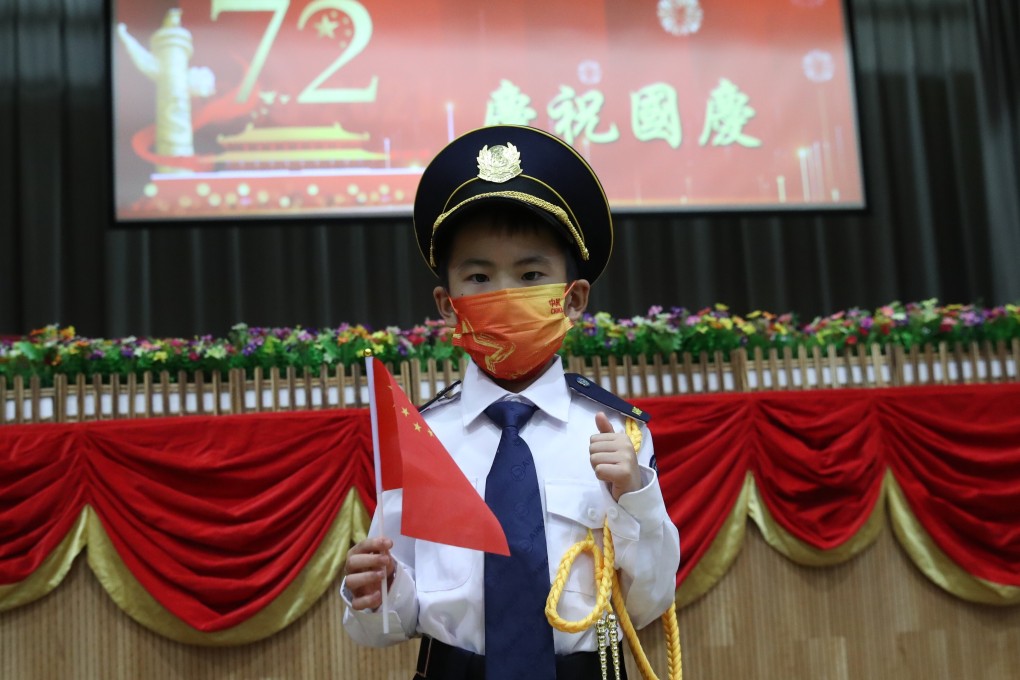A pupil at Fukien Secondary School in Siu Sai Wan takes part in National Day events on October 1. Photo: Edmond So
