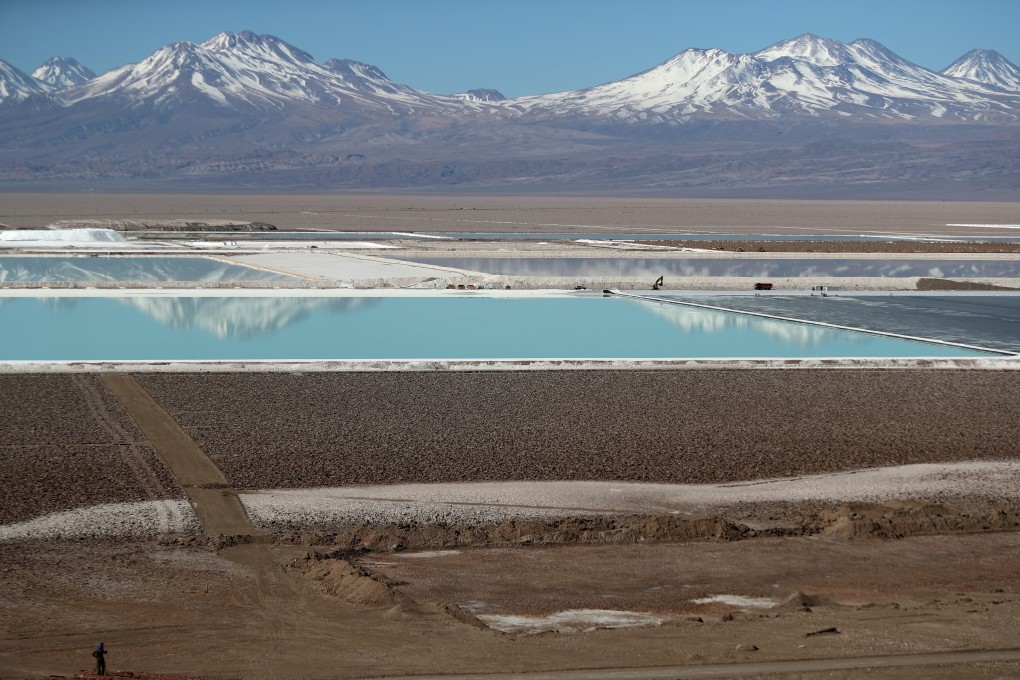 Brine pools from a lithium mine in the Atacama Desert, Chile. Photo: Reuters