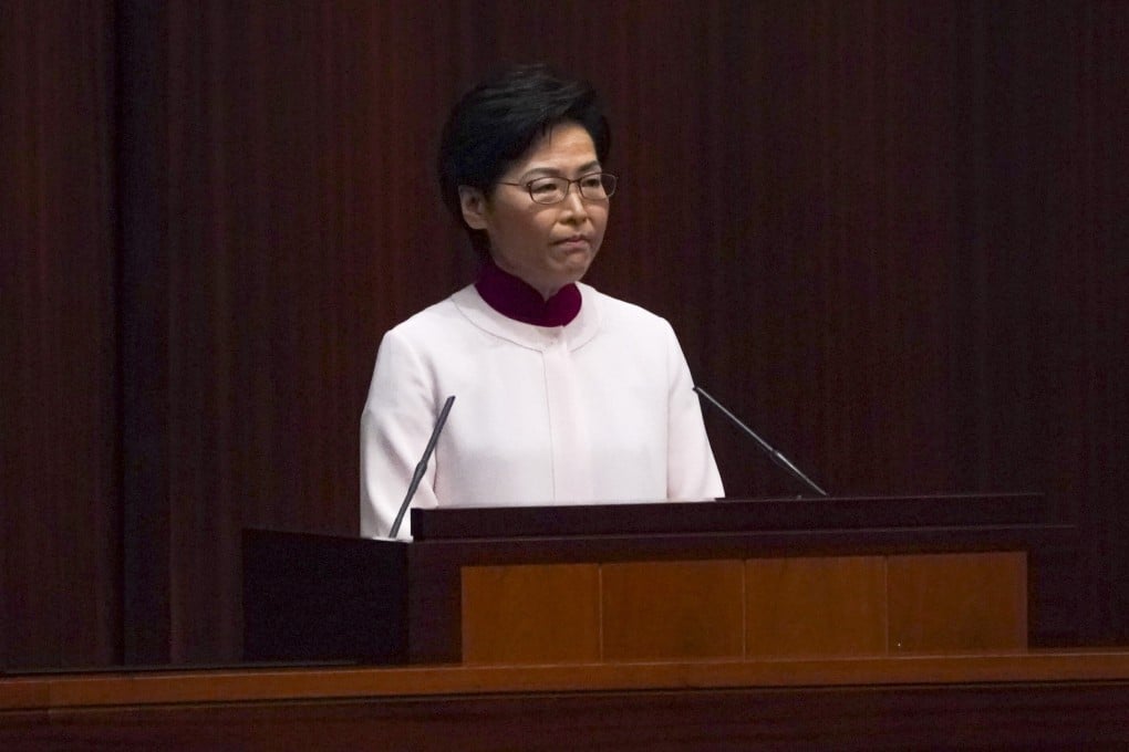 Hong Kong Chief Executive Carrie Lam delivers her policy address in the Legislative Council on Wednesday. Photo: Felix Wong