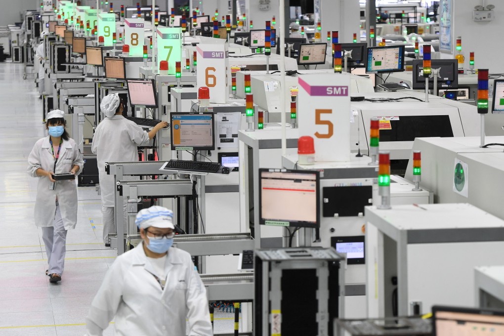 A Lenovo assembly that produces surface mount technology (SMT) for Motorola phones at the Hubei provincial capital of Wuhan on August 20, 2021. Photo: Barcroft Media via Getty Images.