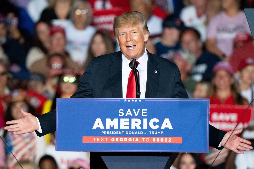 Former US president Donald Trump speaks at a rally in Georgia in September. Photo: TNS