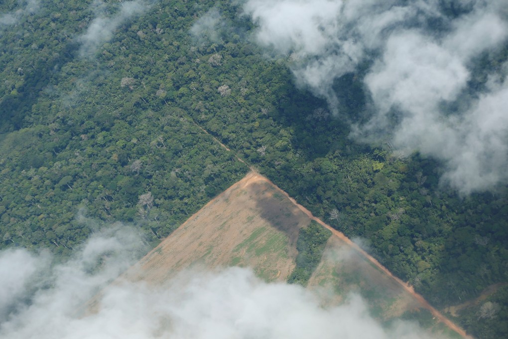 An aerial view shows a deforested plot of the Amazon rainforest in Brazil’s Rondonia state in September. Photo: Reuters