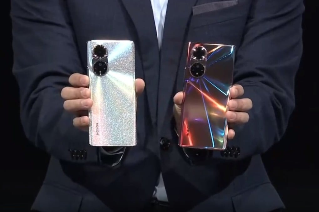 The Honor 50 smartphone series presented at an unveiling event. Photo: Handout