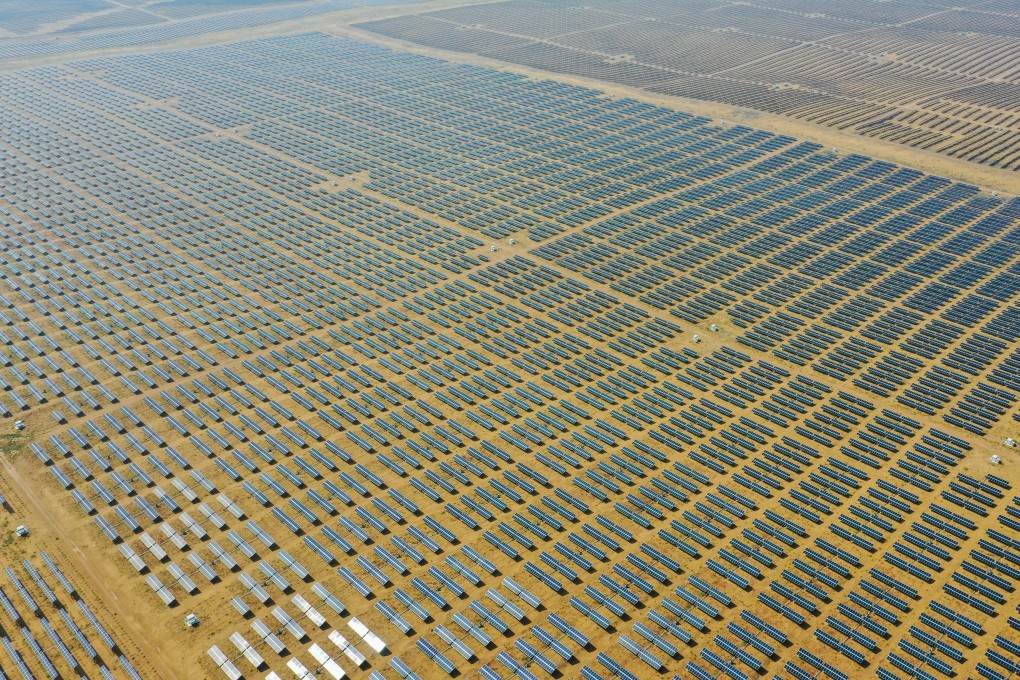 The Dalad photovoltaic power base in the Kubuqi desert in China’s Inner Mongolia autonomous region. Photo: Xinhua