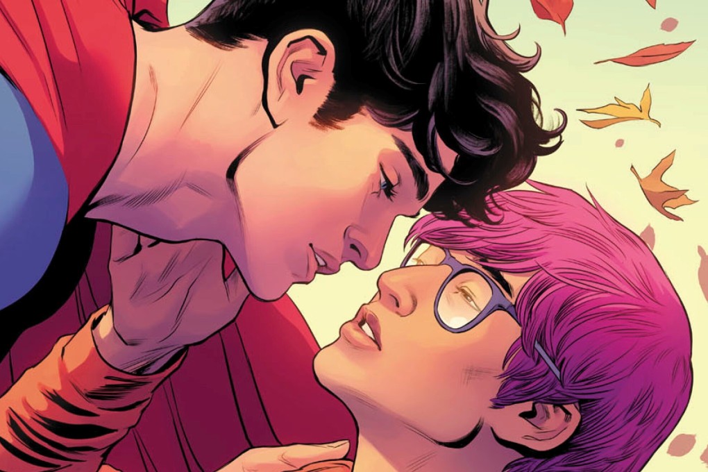 Jon Kent, the new Superman, moves in to kiss reporter Jay Nakamura in the new ‘Superman: Son of Kal-El’ comic book, which has created a stir in Indonesia. Photo: Reuters