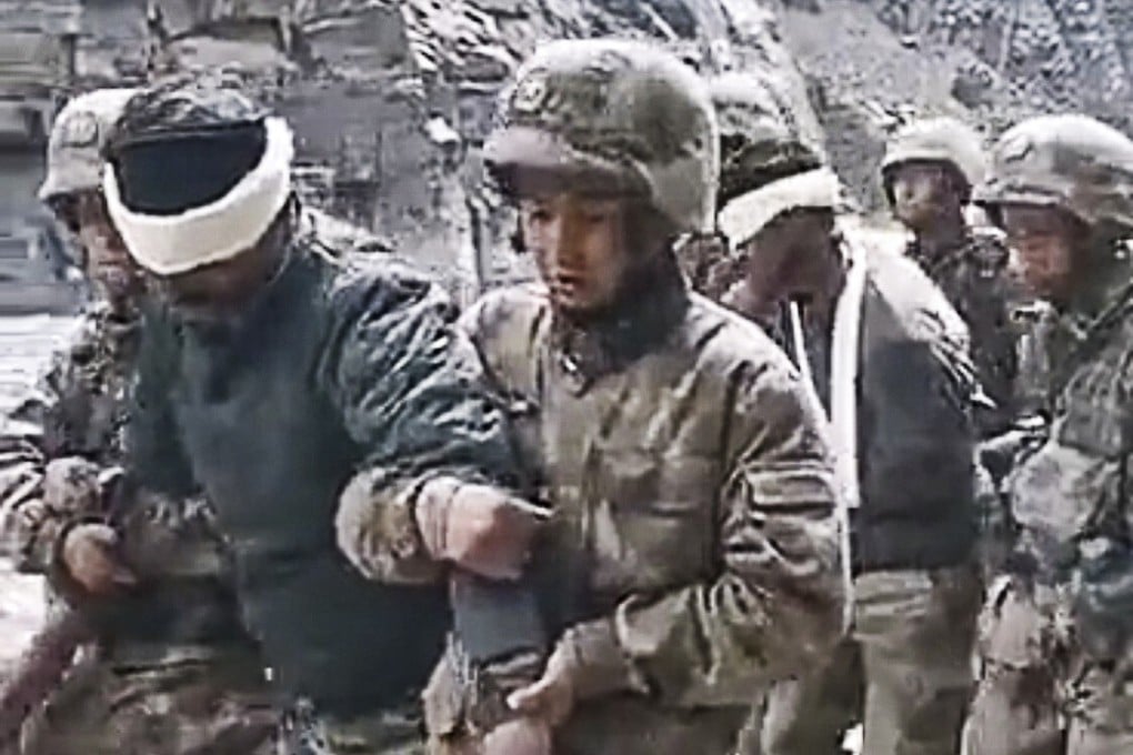 A still from a video posted by Global Times journalist Yang Sheng, purporting to show captured Indian troops. Photo: Weibo