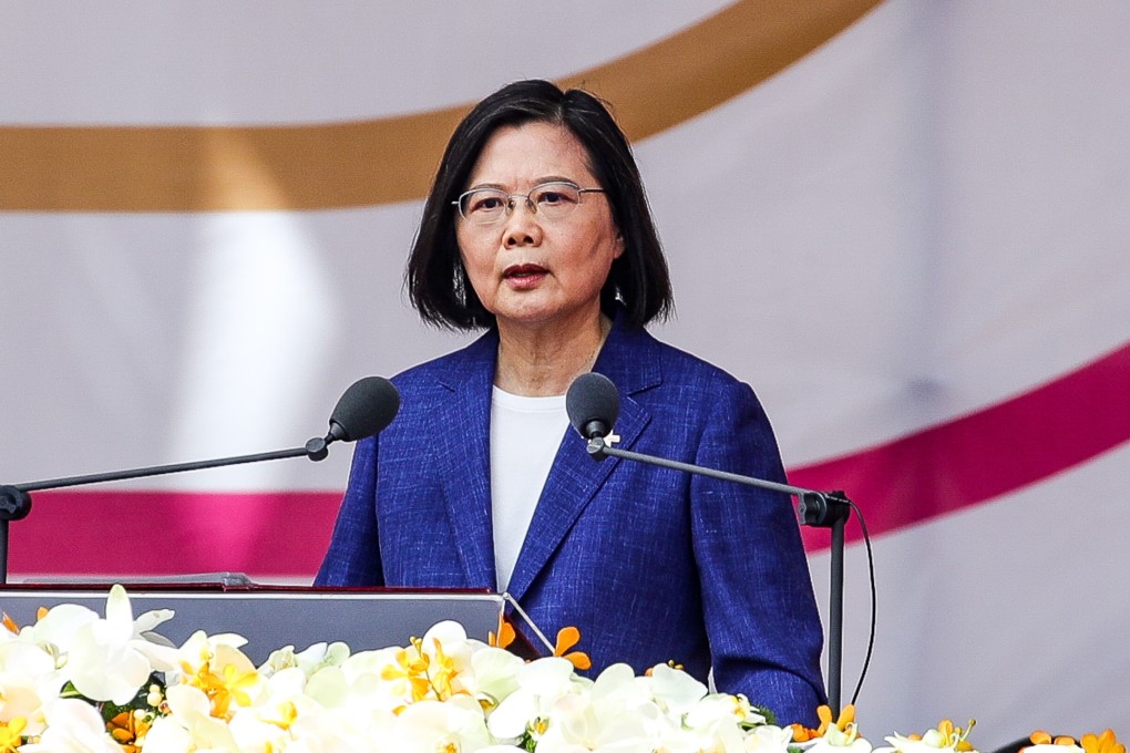 Tsai Ing-wen, Taiwan's president, speaks during the National Day celebration in Taipei, Taiwan, on Sunday. Photo: Bloomberg
