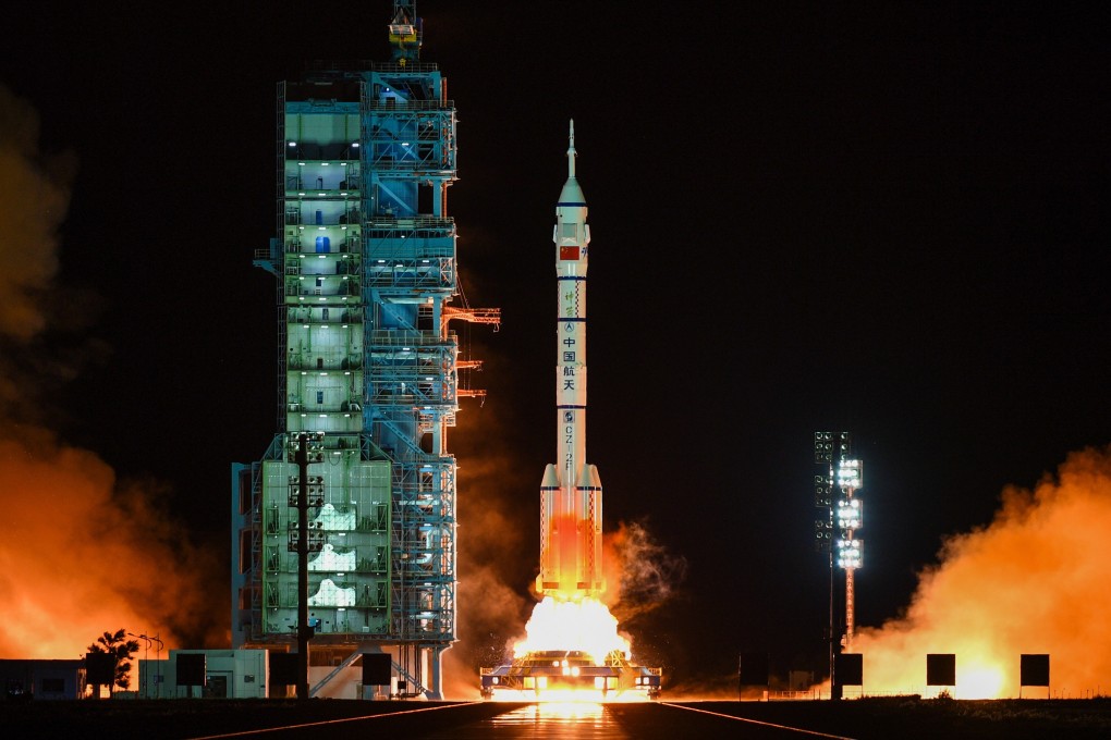 The Long March-2F Y13 rocket, carrying the Shenzhou-13 spacecraft and three astronauts, launches at Jiuquan Satellite Launch Center near Jiuquan, Gansu province. Photo: Xinhua