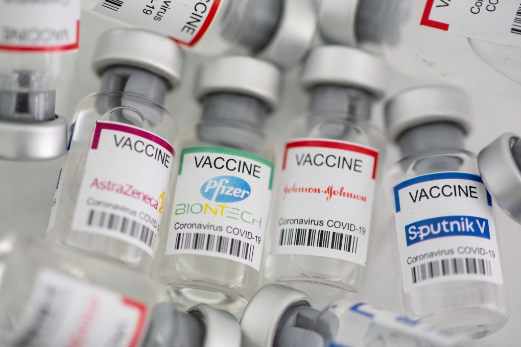 The AstraZeneca, Pfizer, Moderna (not pictured) and Johnson & Johnson Covid-19 vaccines have been approved by the WHO for emergency use, though the Sputnik V vaccine has not. Photo illustration: Reuters