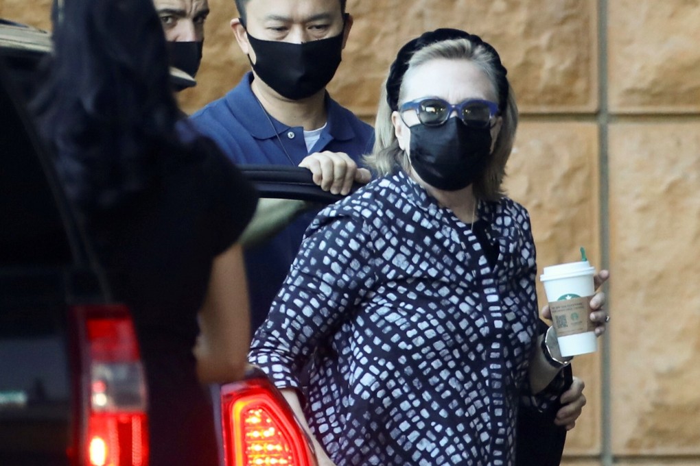 Hillary Clinton visits former US President Bill Clinton at the University of California Irvine Medical Centre in Orange County, California, US on Saturday. Photo: Reuters