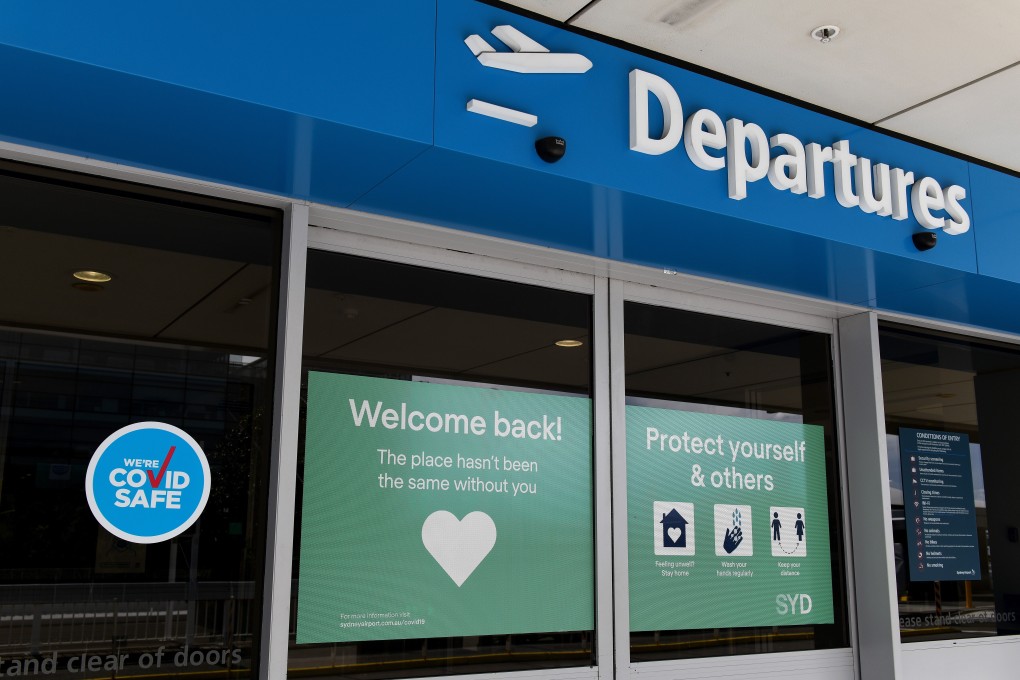Sydney International Airport. Australia is in discussions with Singapore to open up so-called green-lane travel Photo: EPA