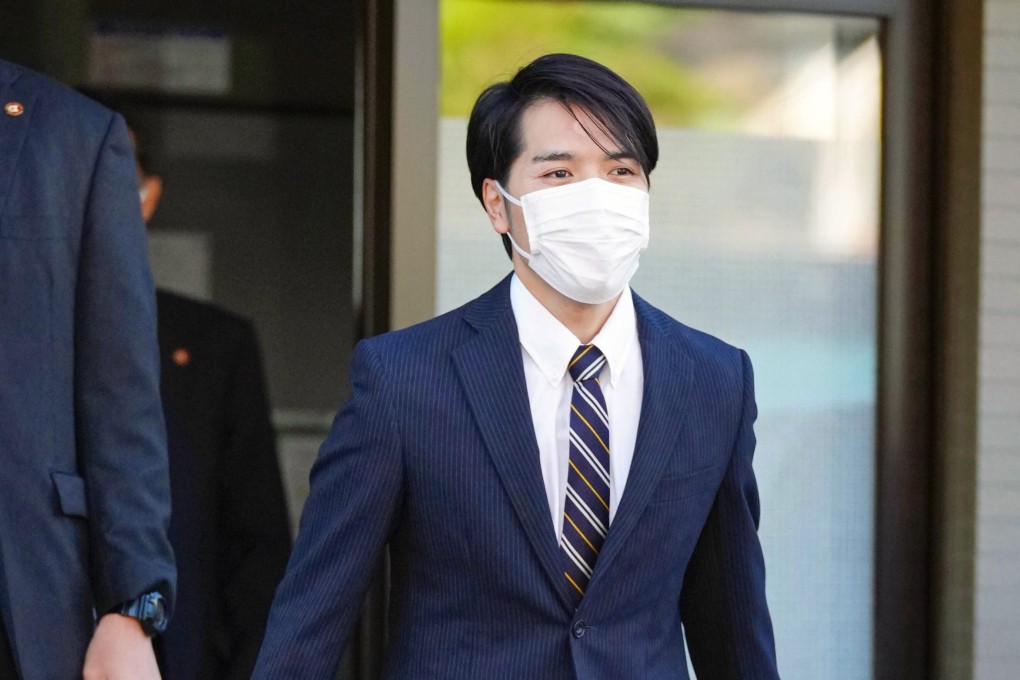 Kei Komuro, fiancé of Japan's Princess Mako, leaves his family home on October 18 to meet her parents. The couple will marry on October 26. Photo: Kyodo