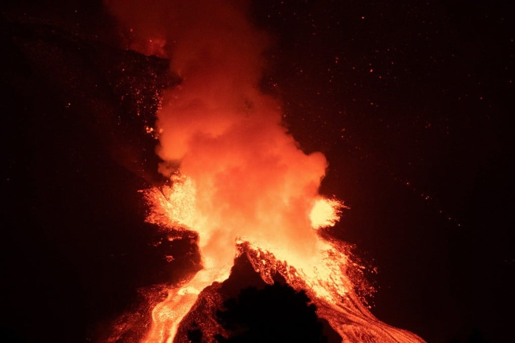 Lava flows from the Cumbre Vieja volcano in La Palma, Canary Islands, Spain on Sunday. Photo: EPA-EFE