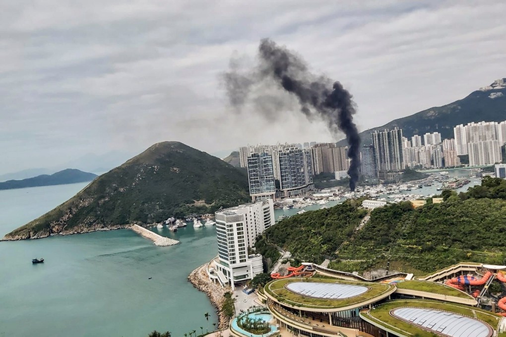 A fire broke out on a yacht at Aberdeen South Typhoon Shelter. Photo: Handout