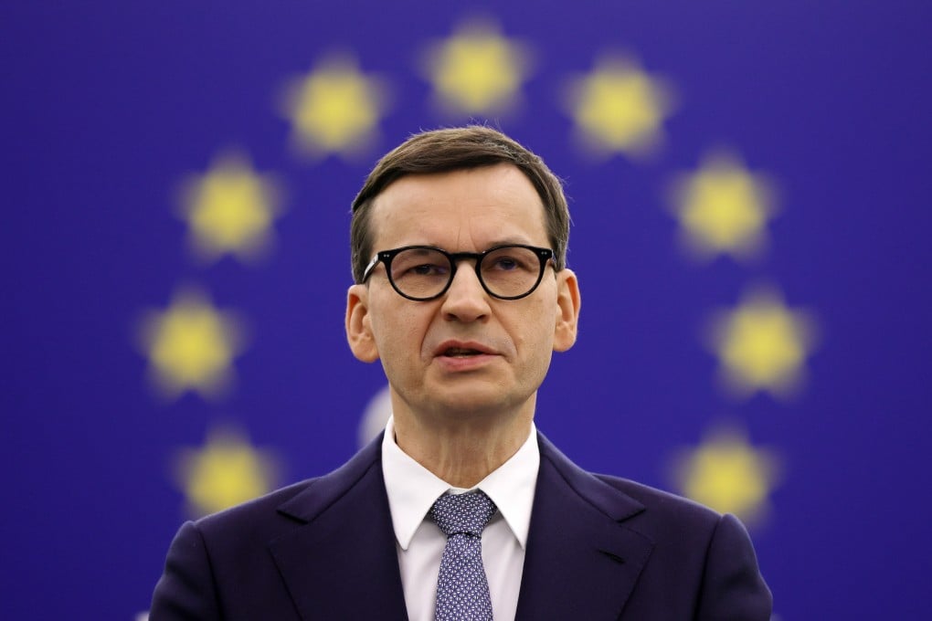 Polish Prime Minister Mateusz Morawiecki delivers a speech during a debate on ‘The rule of law crisis in Poland and the primacy of EU law' during a session of the European Parliament in Strasbourg, France, on Tuesday. Photo: EPA-EFE