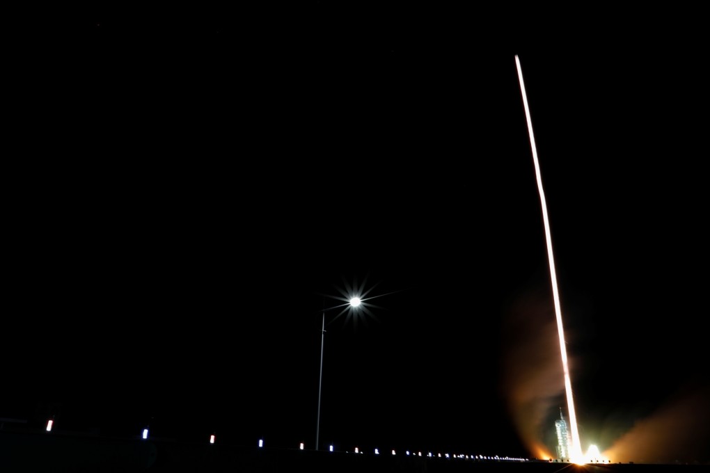 China’s Long March-2F Y13 rocket, carrying the Shenzhou-13 spacecraft and three astronauts in the country’s second crewed mission to build its own space station, launches near Gansu province on October 16. Photo: Reuters