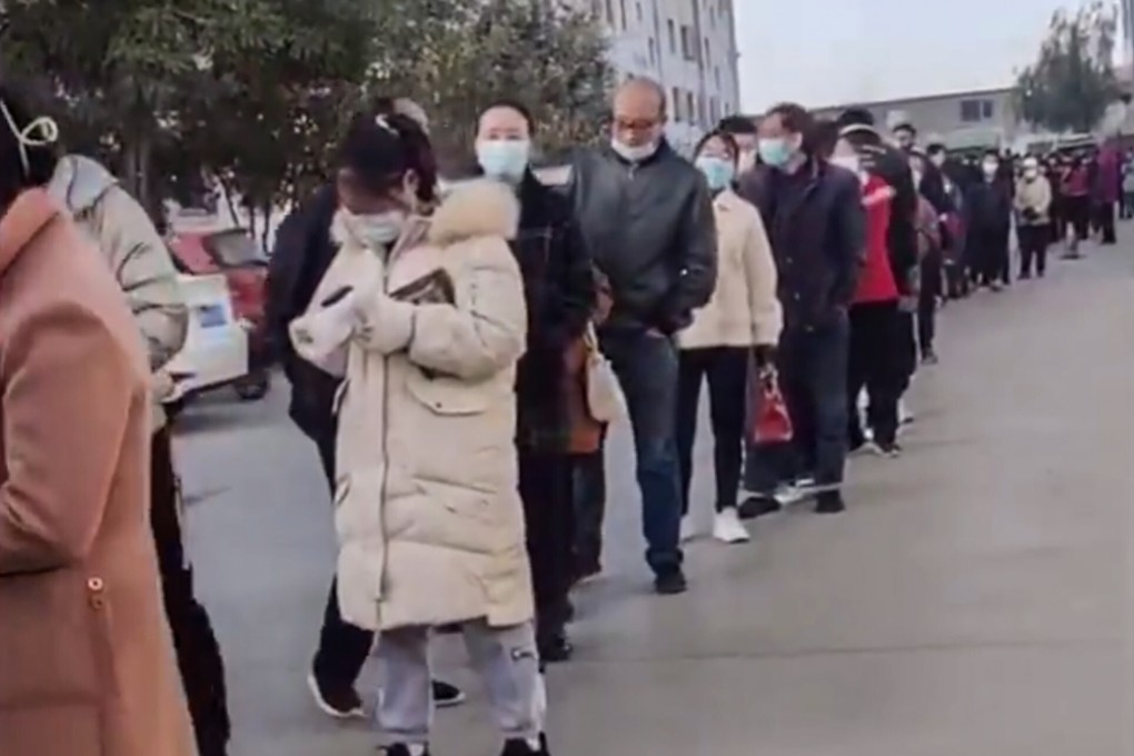 People queue for Covid-19 testing in Inner Mongolia as China battles its latest outbreak of the disease. Photo: Handout