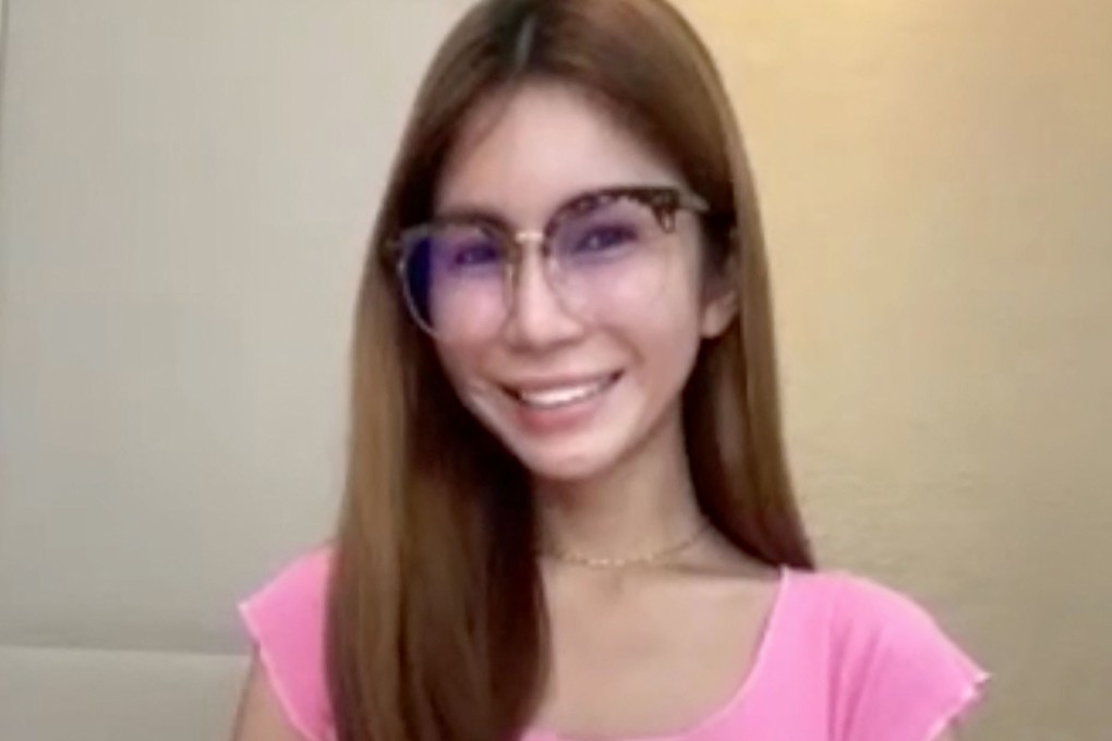 This screenshot of a video call shows Malaysian entrepreneur Nur Sajat speaking from an undisclosed location in Australia, where she is seeking asylum after fleeing her Muslim-majority home country. Photo: AFP
