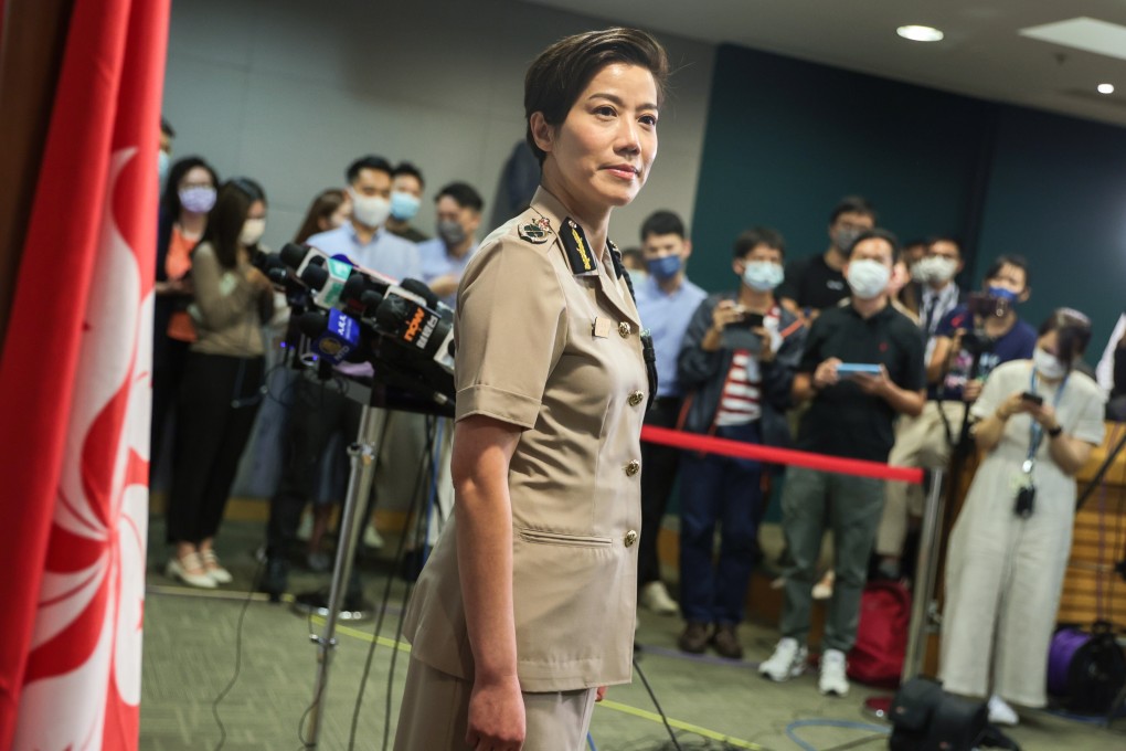 New customs chief Louise Ho meets the press on Thursday after being named the first woman to head one of the city’s disciplined services. Photo: Sam Tsang