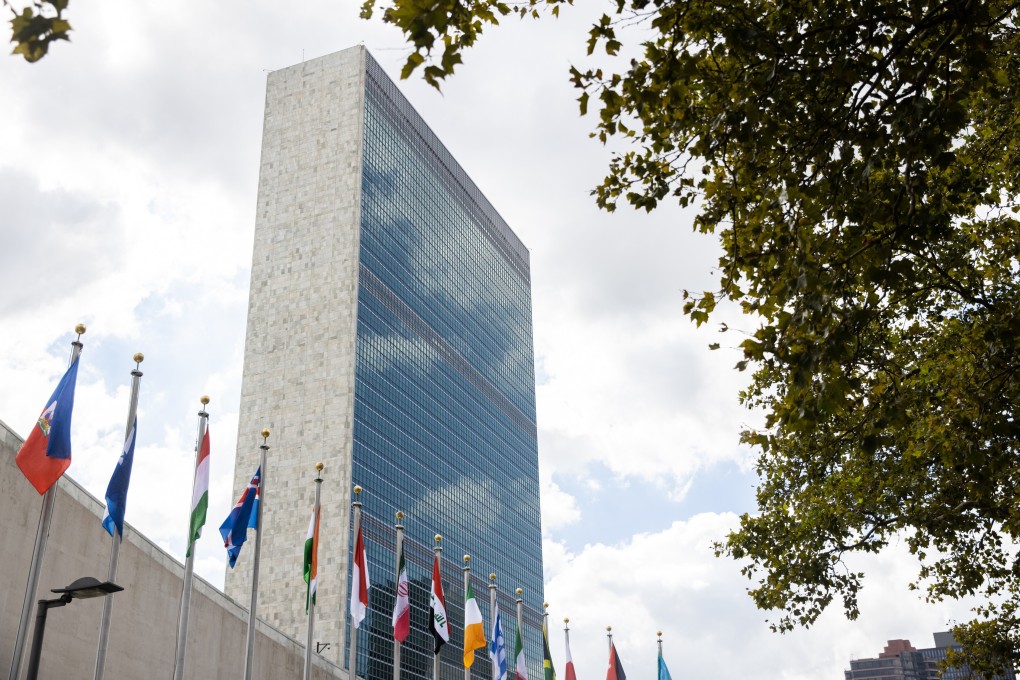 International flags outside the United Nations headquarters in New York on September 20. Photo: Bloomberg