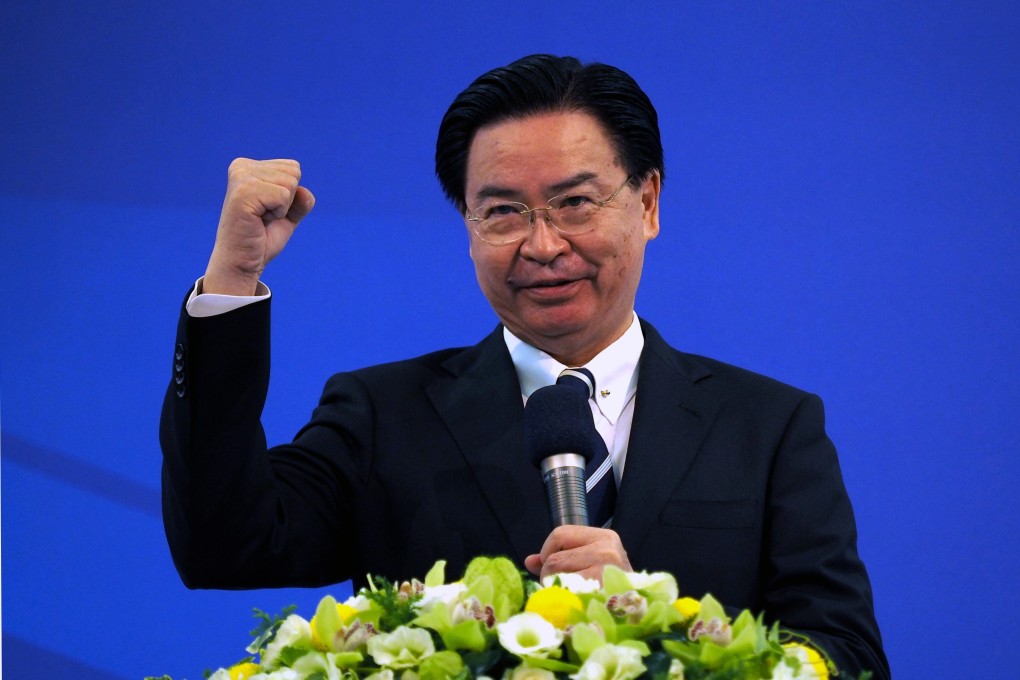 Taiwanese foreign minister Joseph Wu addresses a European Union investment event in Taipei. Photo: EPA-EFE