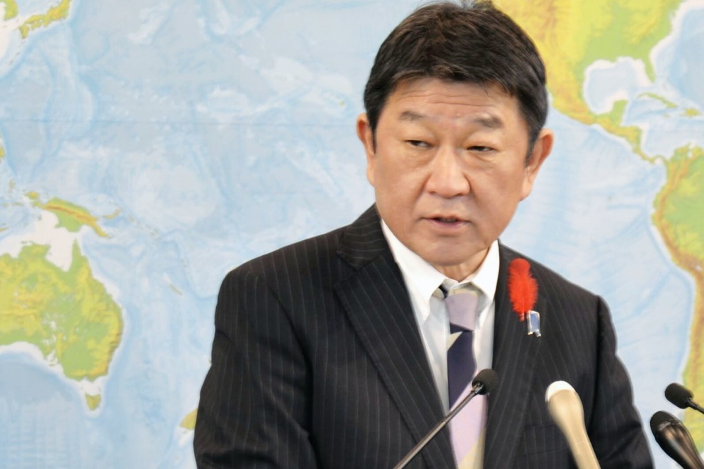 Japanese Foreign Minister Toshimitsu Motegi said relations remained “in a serious and difficult situation” given the nations’ different values and rules. Photo: Kyodo