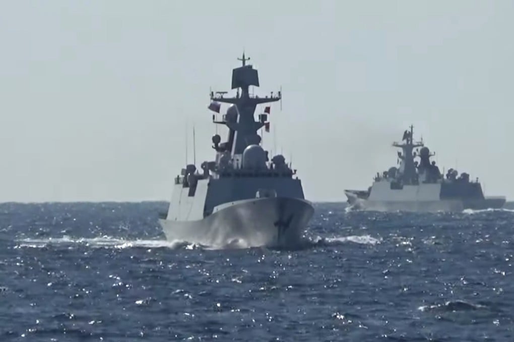 A group of naval vessels from Russia and China conduct a joint maritime military patrol in the Pacific, in this still image taken from a video released last week. Photo: Russian Defence Ministry Handout via Reuters