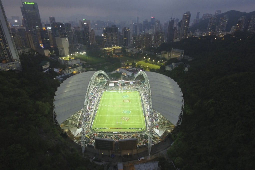 An aerial view overlooking Hong Kong Stadium on the second day of the 2016 Cathay Pacific/HSBC Hong Kong Sevens. Photo: Bruce Yan