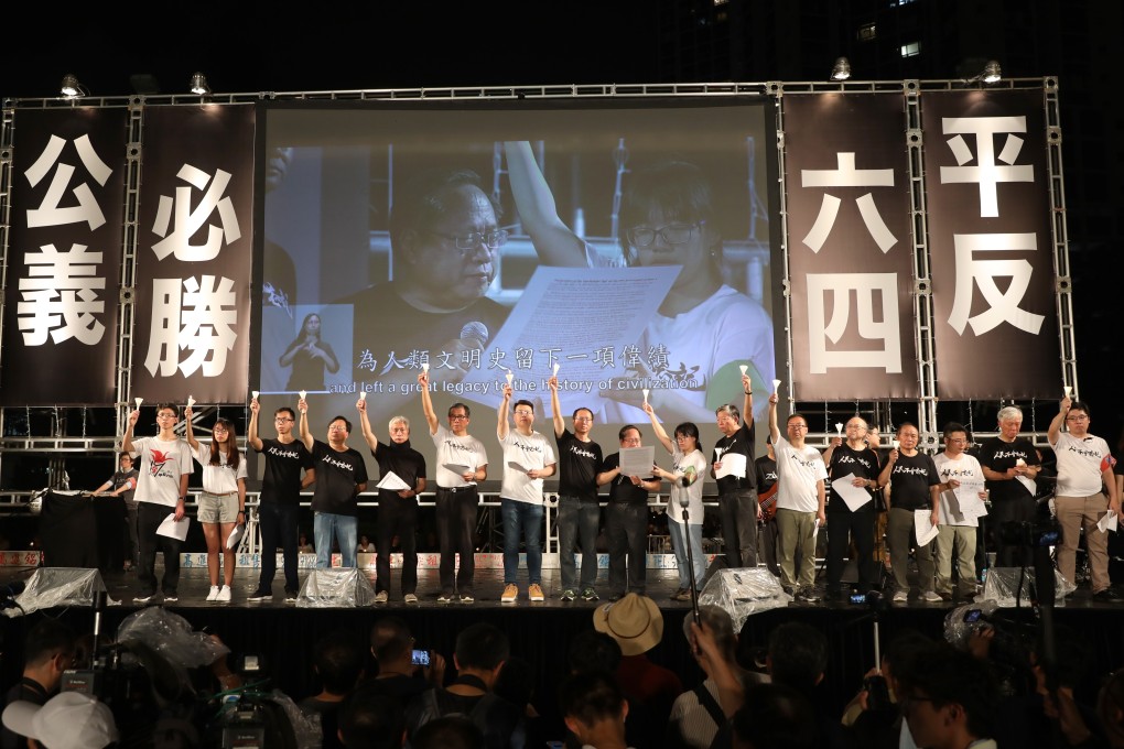 Members of the Hong Kong Alliance in Support of Patriotic Democratic Movements of China attend the group’s last June 4 vigil in 2019. Photo: Sam Tsang