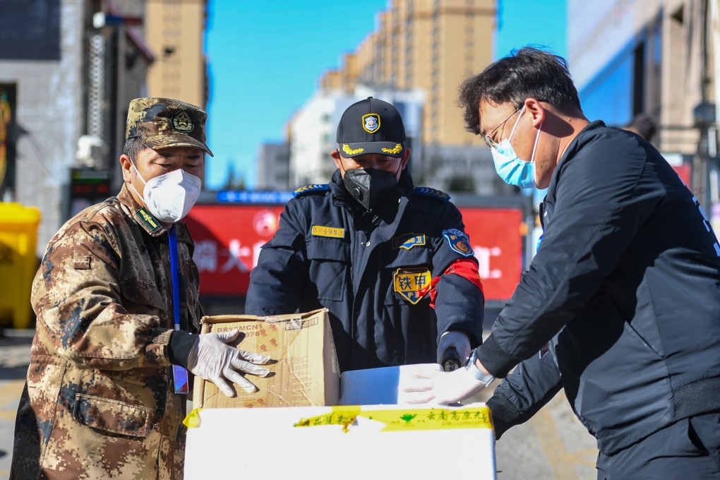 Necessities are delivered to residents in lockdown in Hohhot, capital of northern China’s Inner Mongolia autonomous region. Photo: Xinhua