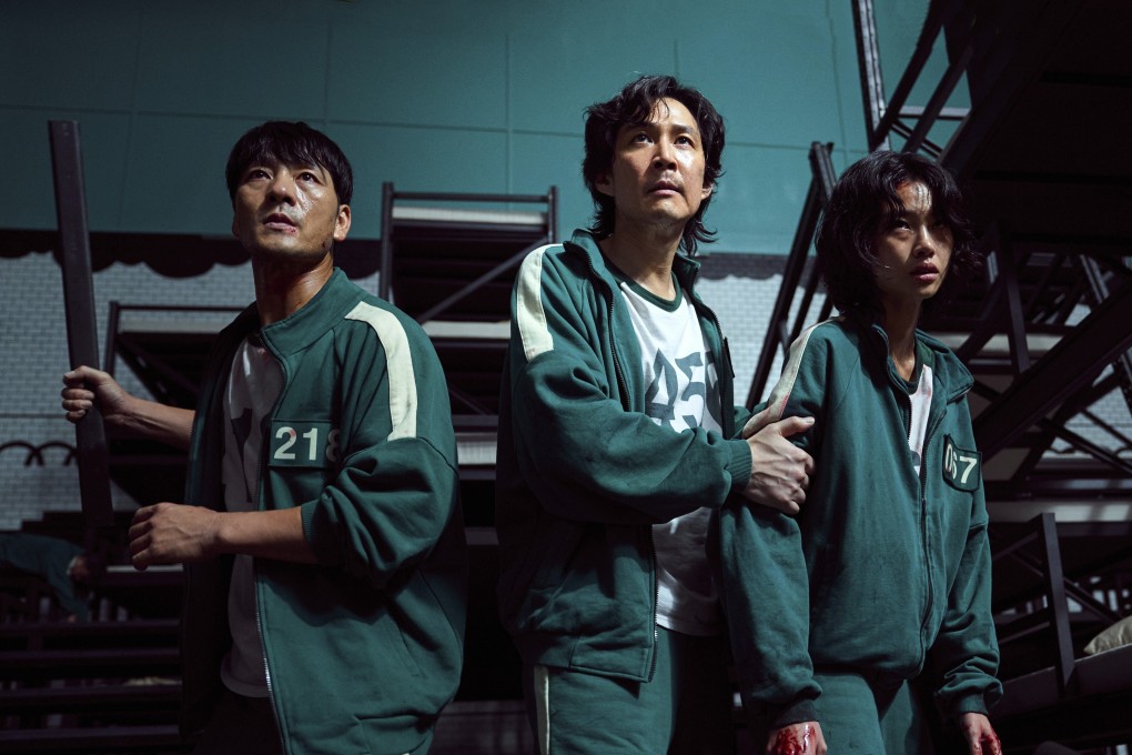 Park Hae-soo, Lee Jung-jae and Jung Ho-yeon in a scene from Squid Game. Photo: Netflix