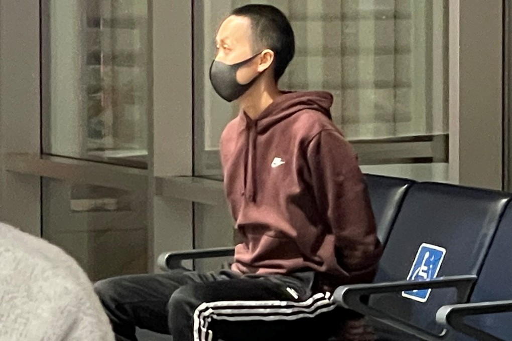 A man who was restrained after an incident aboard an American Airlines flight which was diverted to Denver, Colorado. Photo: Mackenzie Rose via Reuters